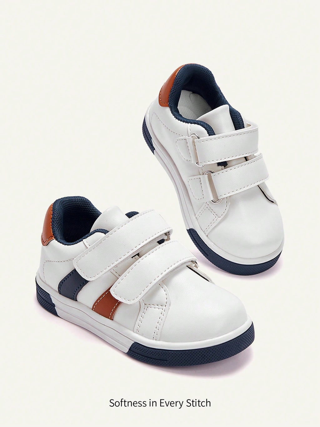 Cozy Pixies Boys' Brown Two-Tone Flat Casual Sneakers  White