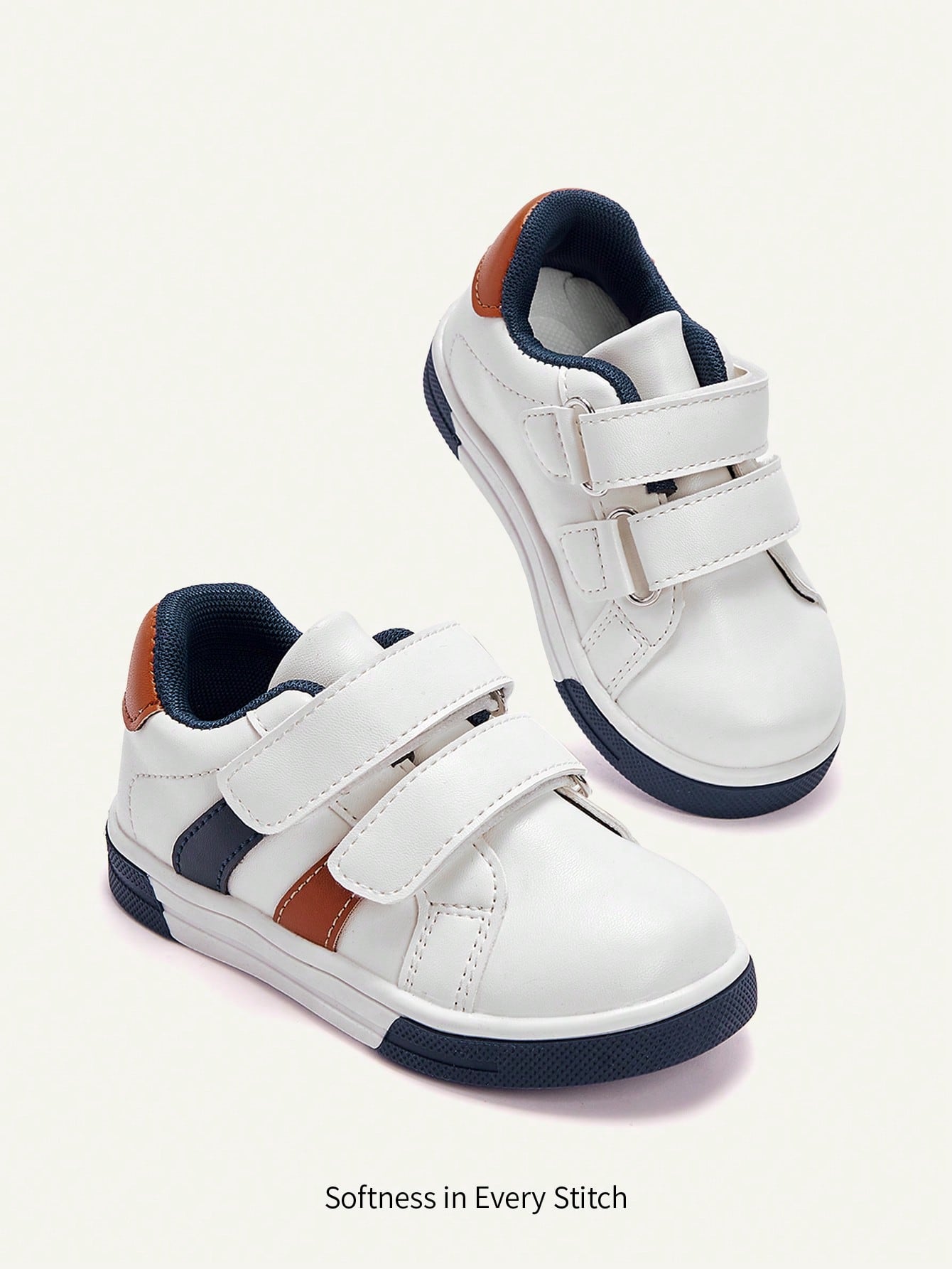 Cozy Pixies Boys' Brown Two-Tone Flat Casual Sneakers  White