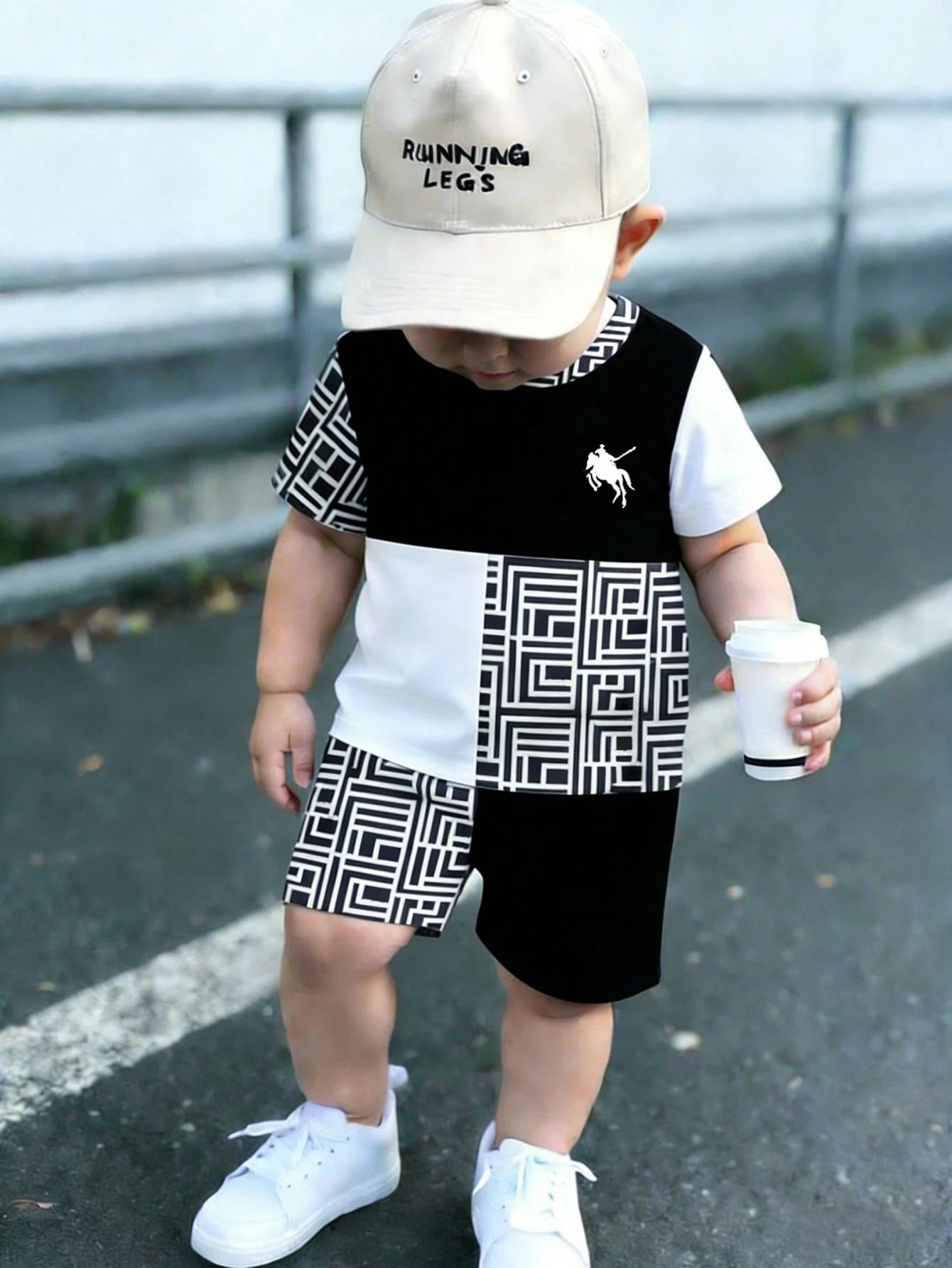 Souflis Plaid Patchwork T-Shirt & Shorts 2 Pieces Set