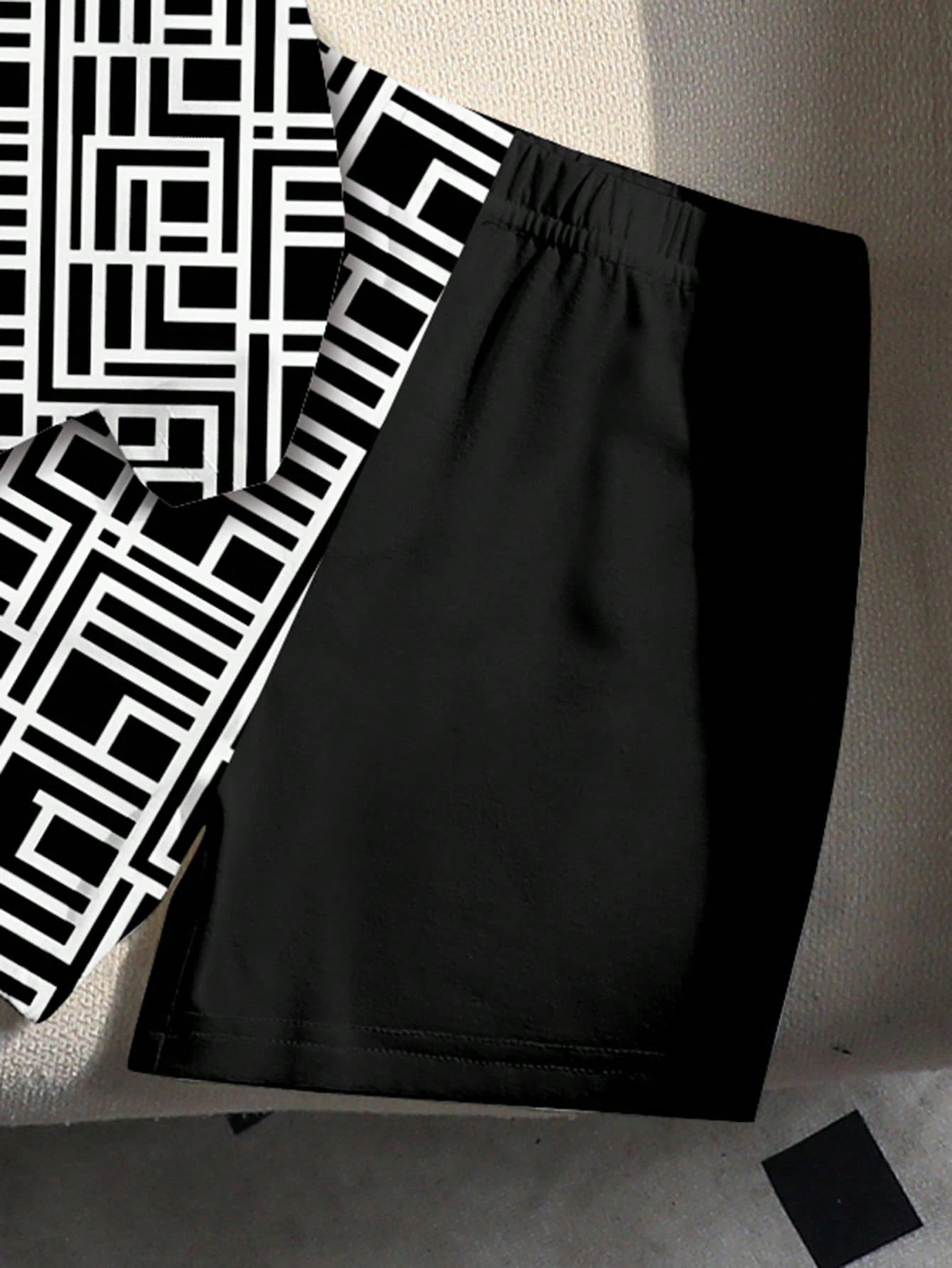 Souflis Plaid Patchwork T-Shirt & Shorts 2 Pieces Set