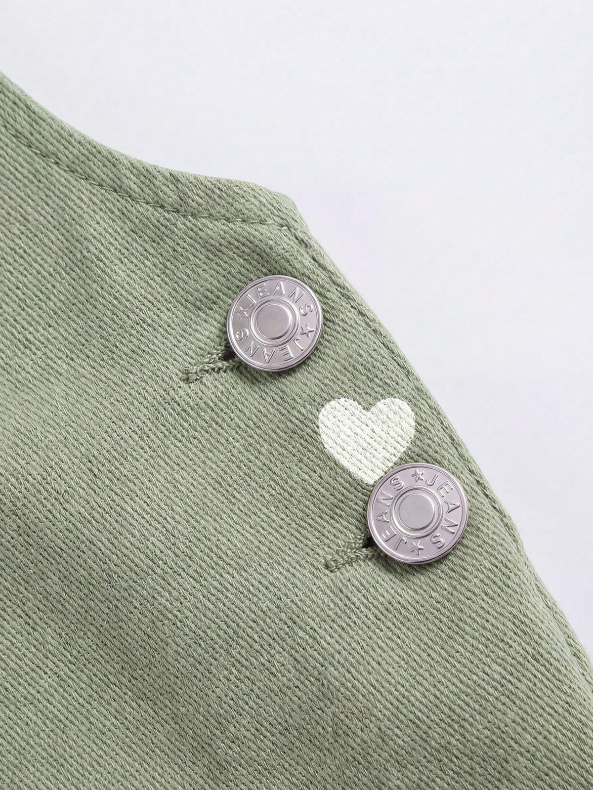Salopette courte en coton à motif cœurs pour fille, vert menthe