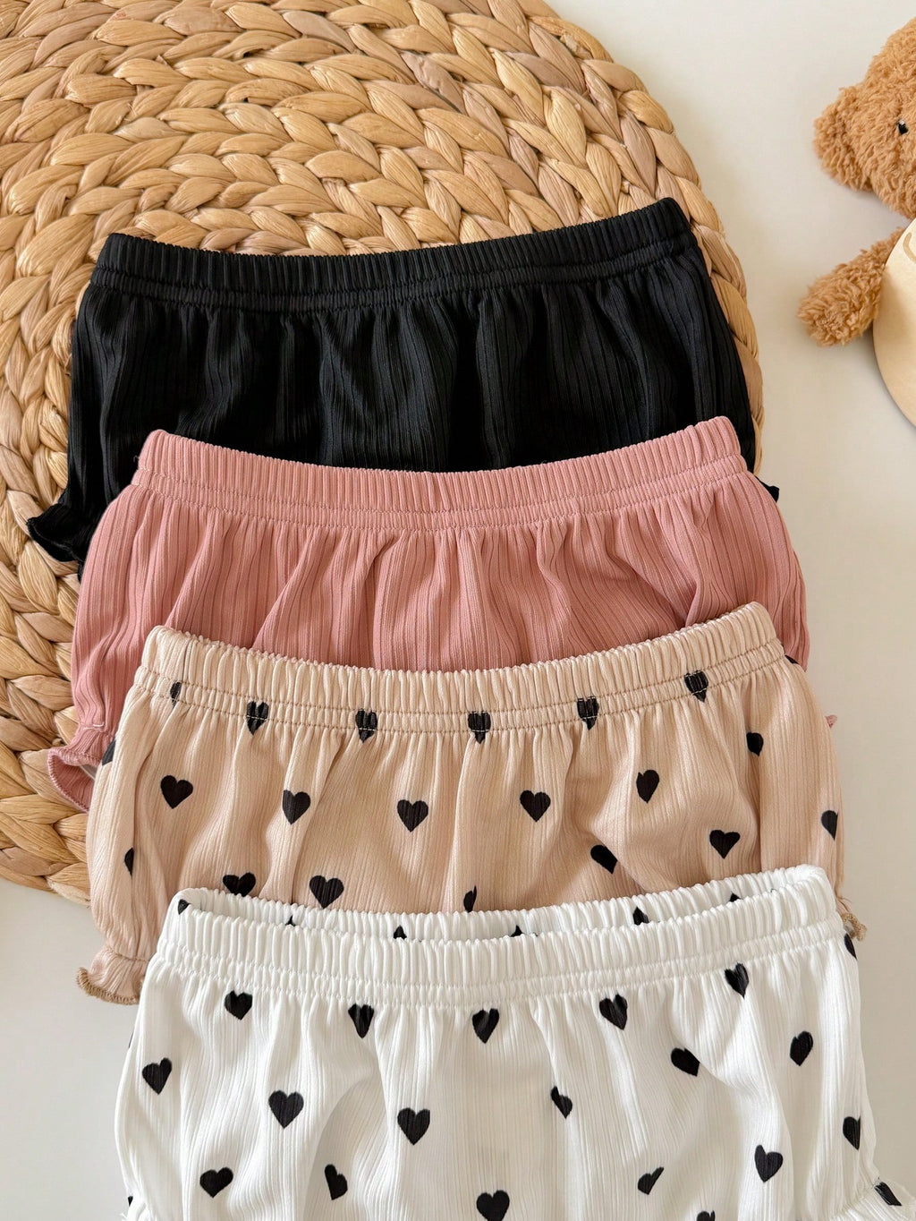 Baby Girl 4-Piece Knitted Solid Color Triangle Briefs Set Multicolor