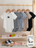 Cozy Pixies 5pcs/Set Infant Baby Boy Color Romper  Multicolor