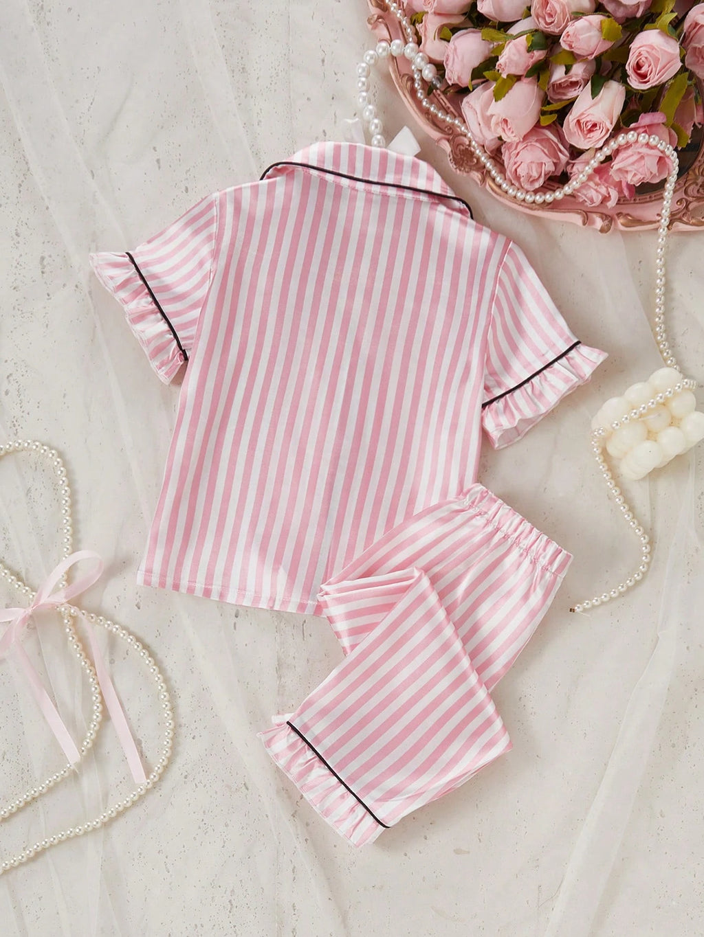 Ensemble de pyjama Souflis 2 pièces pour bébés filles, adorable, rose, d'été