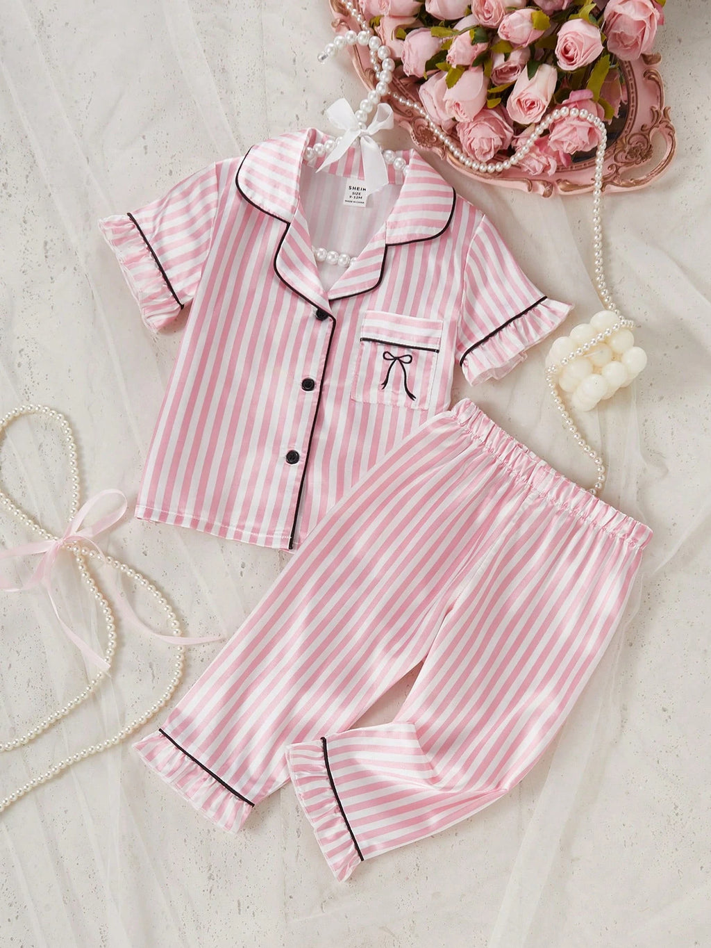 Ensemble de pyjama Souflis 2 pièces pour bébés filles, adorable, rose, d'été