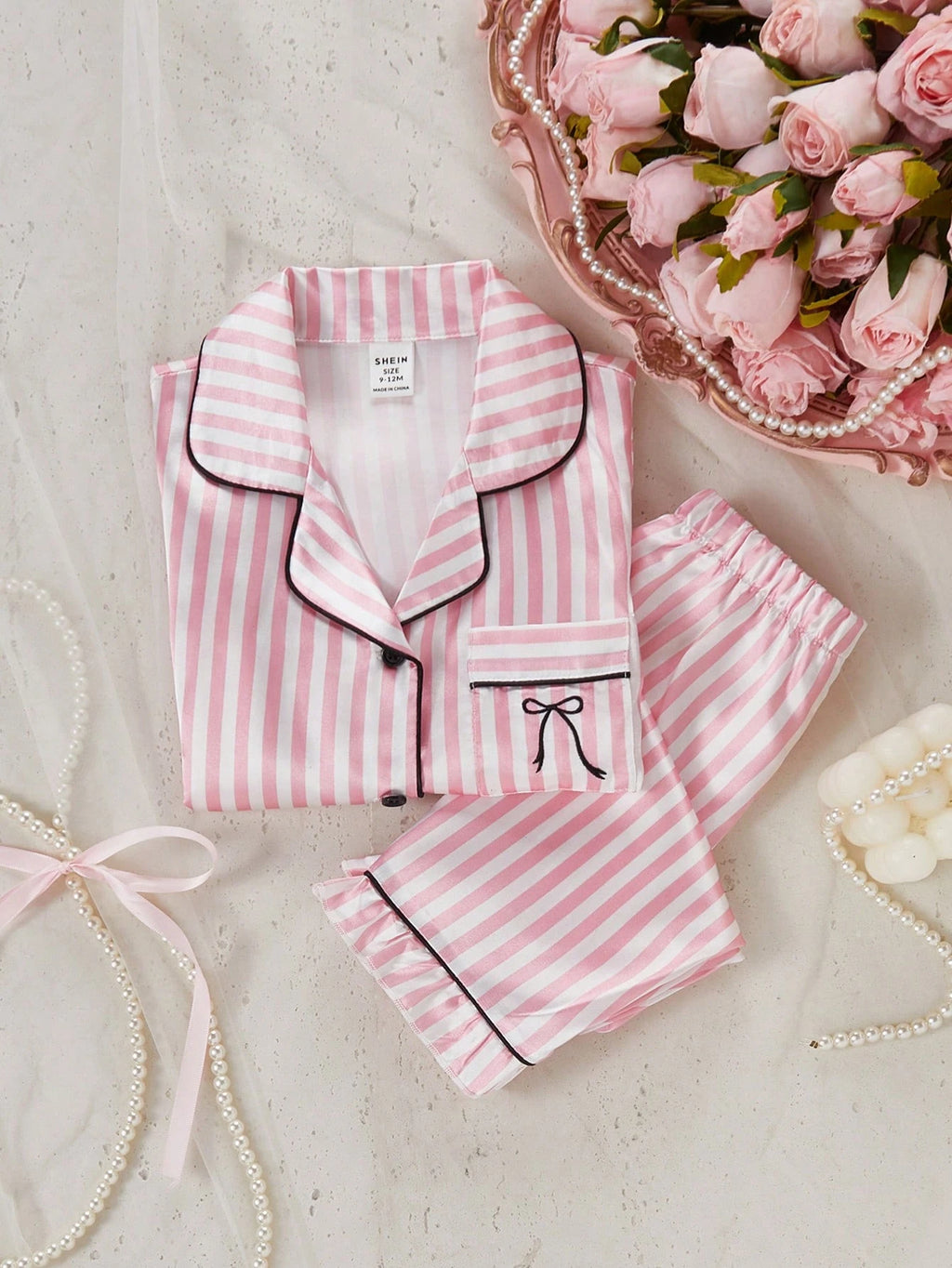 Ensemble de pyjama Souflis 2 pièces pour bébés filles, adorable, rose, d'été