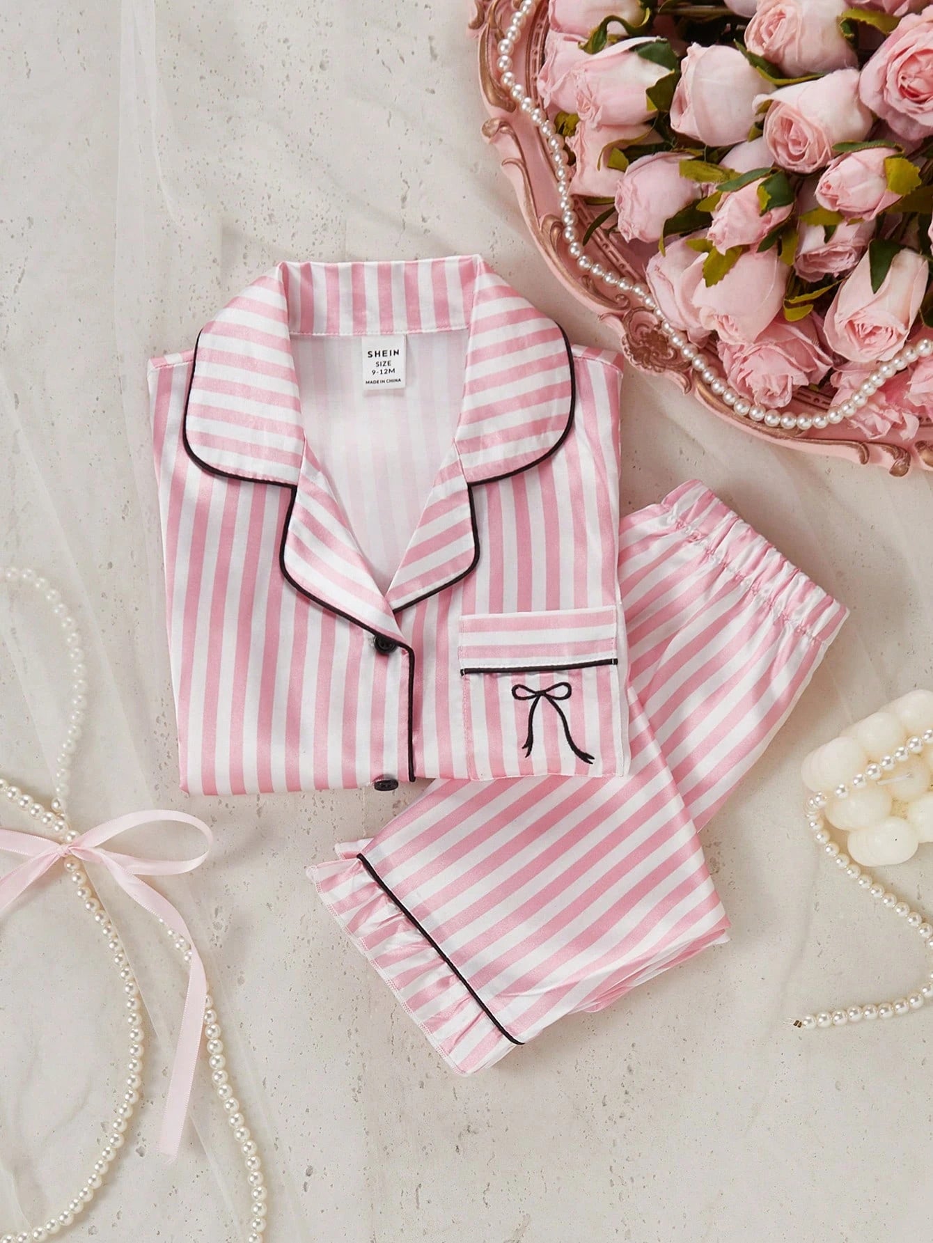 Ensemble de pyjama Souflis 2 pièces pour bébés filles, adorable, rose, d'été