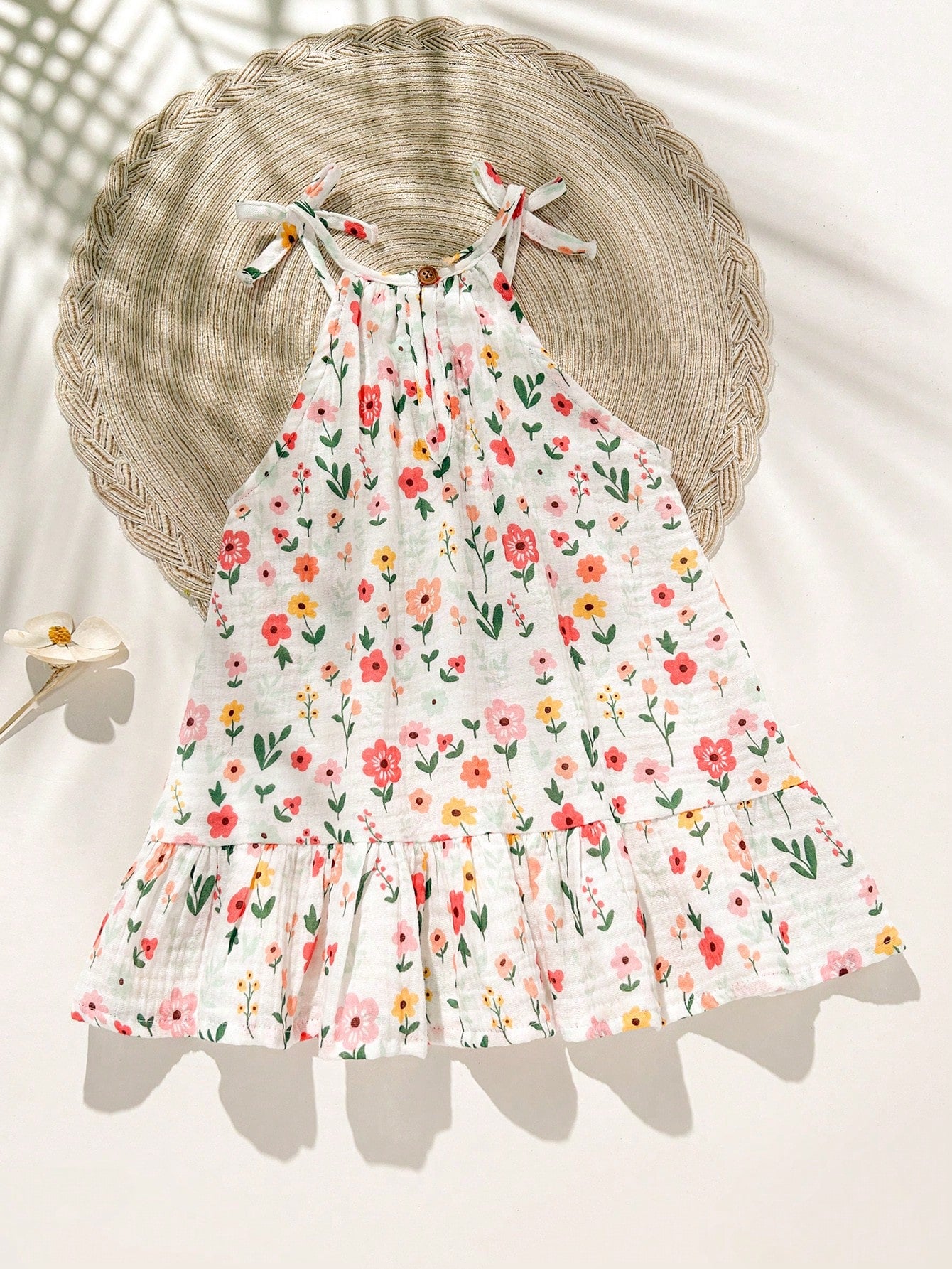 Robe sans manches décontractée à imprimé floral Bambinoo x Cozy Pixies pour bébé fille