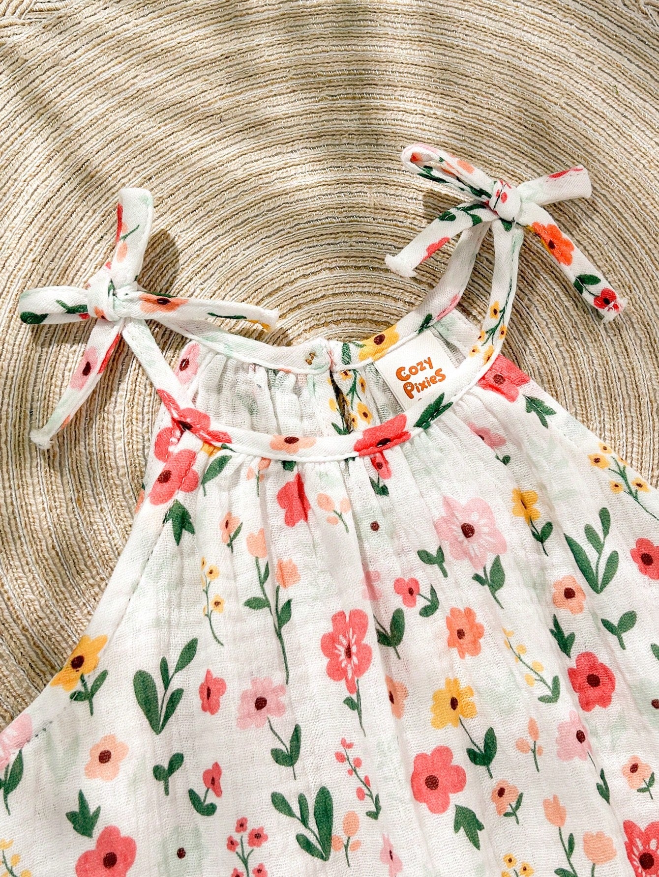 Robe sans manches décontractée à imprimé floral Bambinoo x Cozy Pixies pour bébé fille