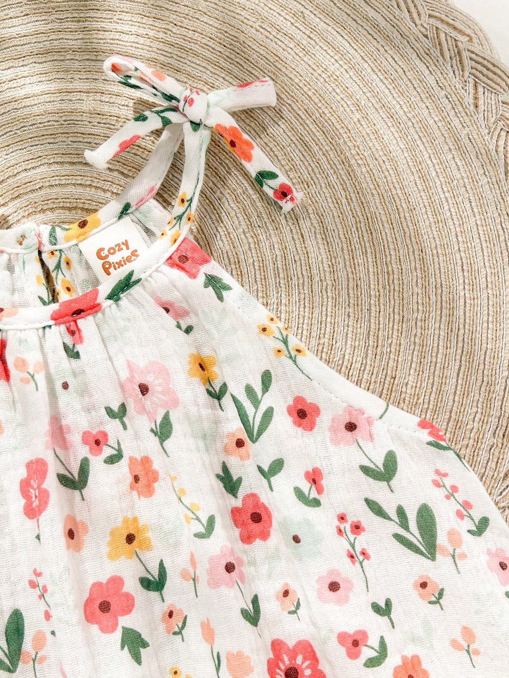 Robe sans manches décontractée à imprimé floral Bambinoo x Cozy Pixies pour bébé fille