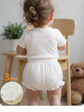 4pcs Baby Girl Knitted Casual Solid Color Elastic Waist Triangle Briefs Multicolor
