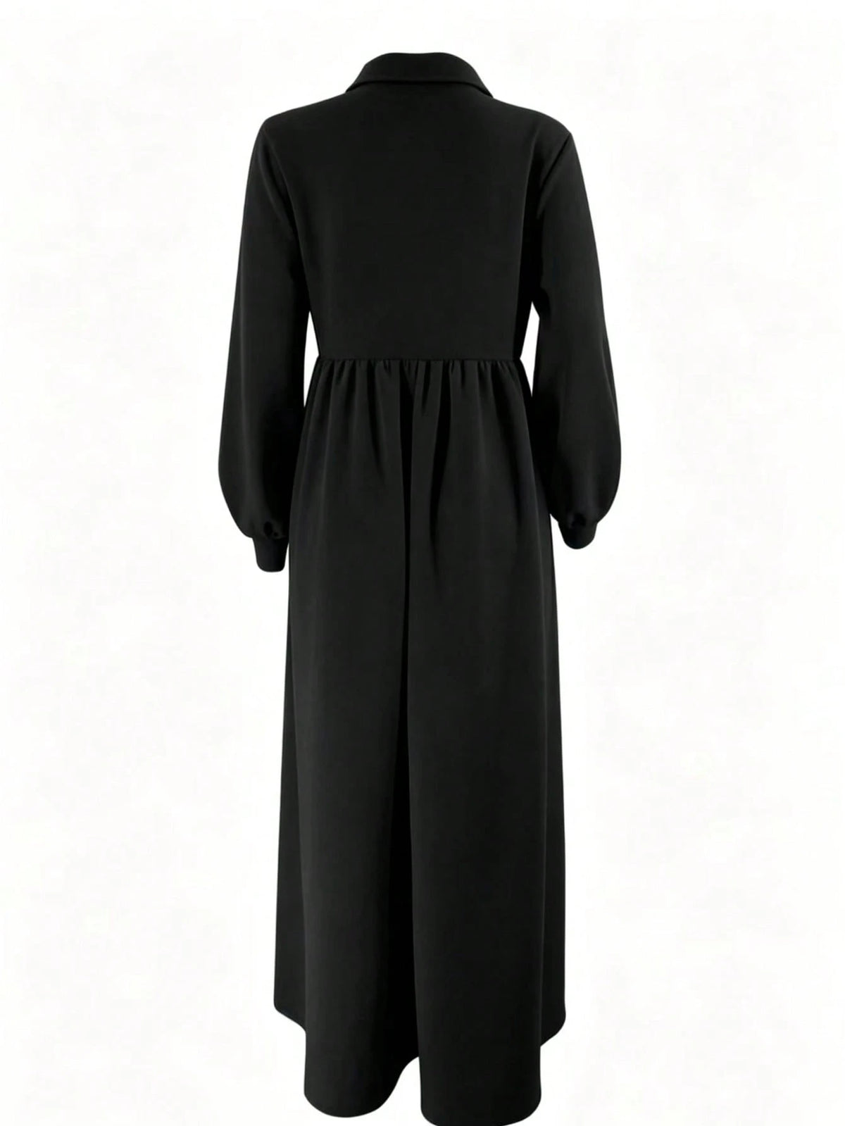 Plain Color Half-Zip Casual Loose Long Sleeve Arabic Robe Black Fall Black