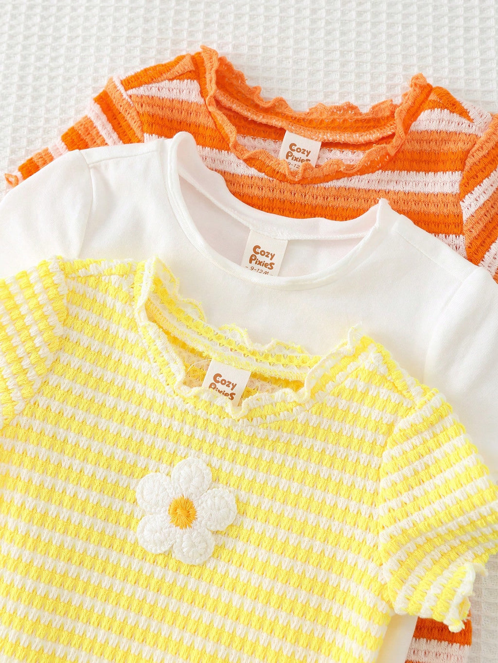Bambinoo x Cozy Pixies Baby Girl 3-Piece Floral & Striped Romper and Shorts Set