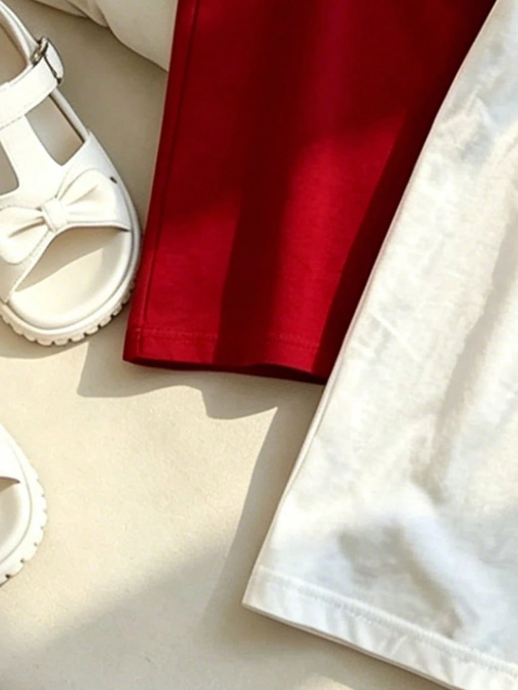 Robe Princesse Fille Contraste Cerise & Blanc Nœud
