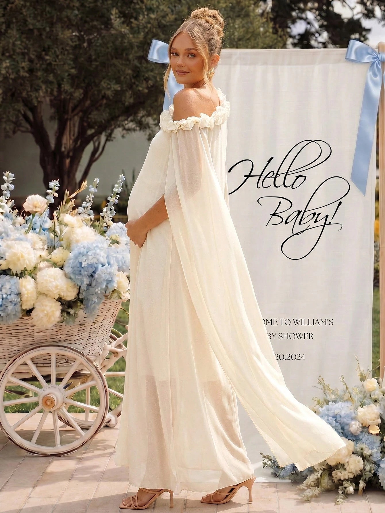 Loomaby Asymmetric Frill-Trim Loose Maternity Dress