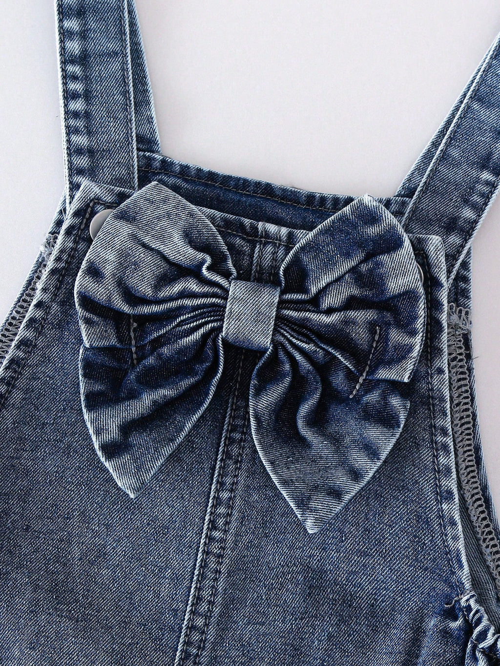 Young Girl Pink Heart Bow Denim Bib Pants