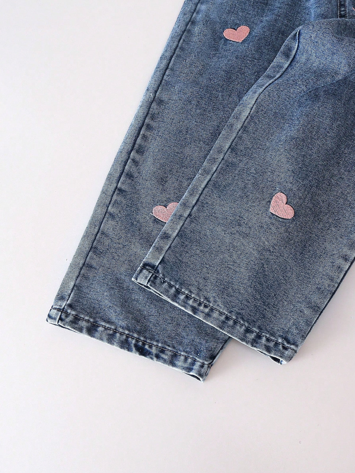Young Girl Pink Heart Bow Denim Bib Pants
