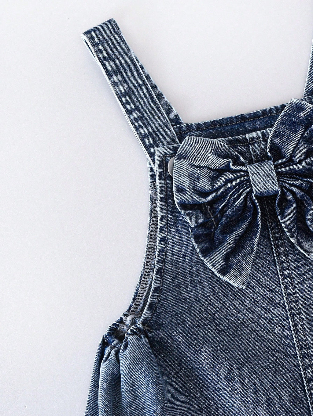 Young Girl Pink Heart Bow Denim Bib Pants