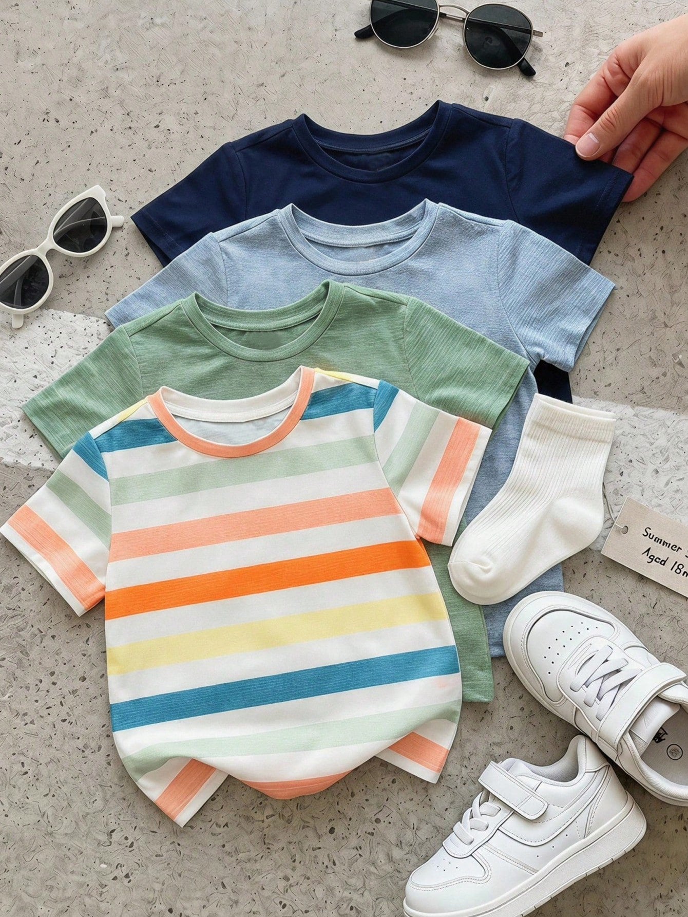 Lot de 4 T-shirts Garçon Rayés Floraux