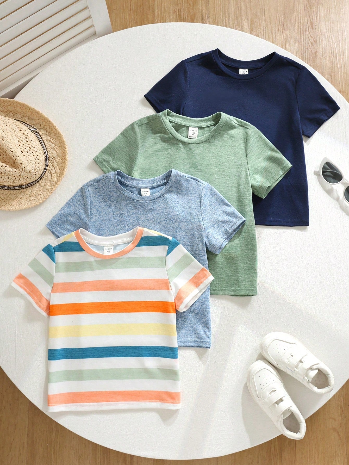 Lot 4 T-shirts Garçon Rayés Floraux