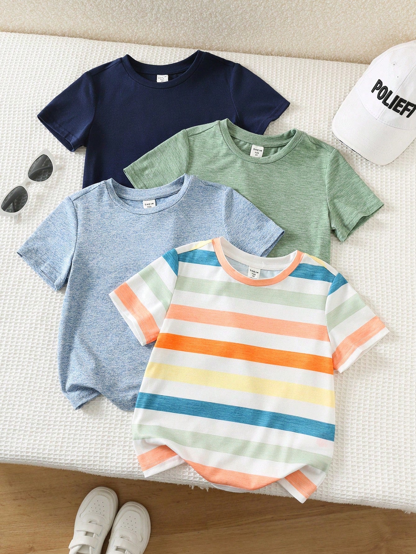 Lot de 4 T-shirts Garçon Rayés Floraux