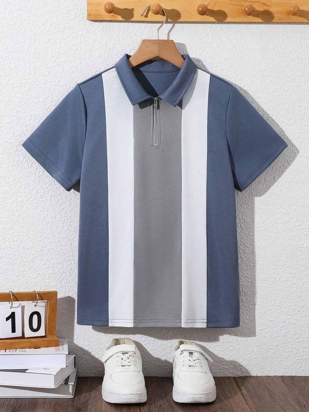 Polo Garçon Colorblock Demi-Zip