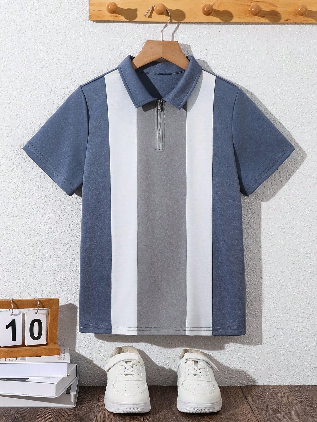Polo Garçon Colorblock Demi-Zip
