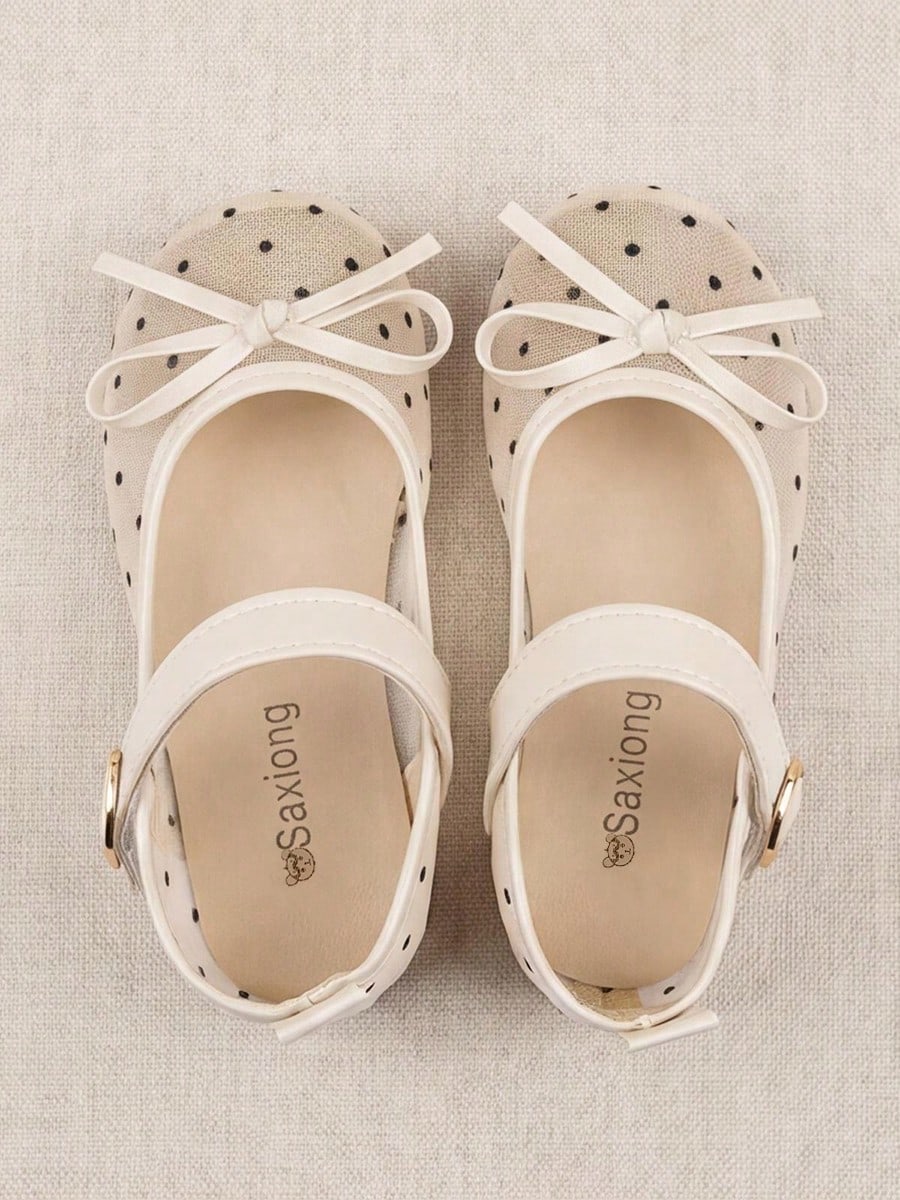 Bambinoo x Playful Pals Mary Janes à pois, nœud et bout ouvert pour filles