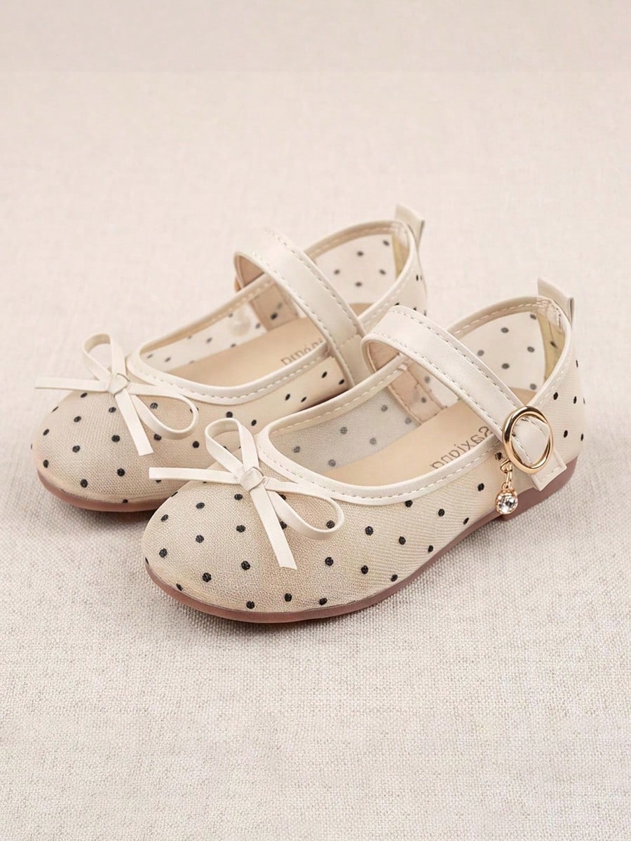 Bambinoo x Playful Pals Girls' Polka Dot Bow Open-Toe Mary Janes
