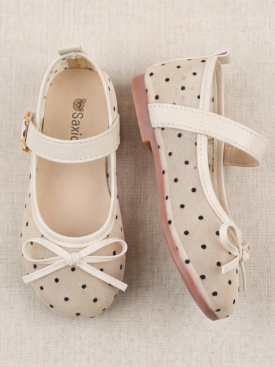 Bambinoo x Playful Pals Mary Janes à pois, nœud et bout ouvert pour filles