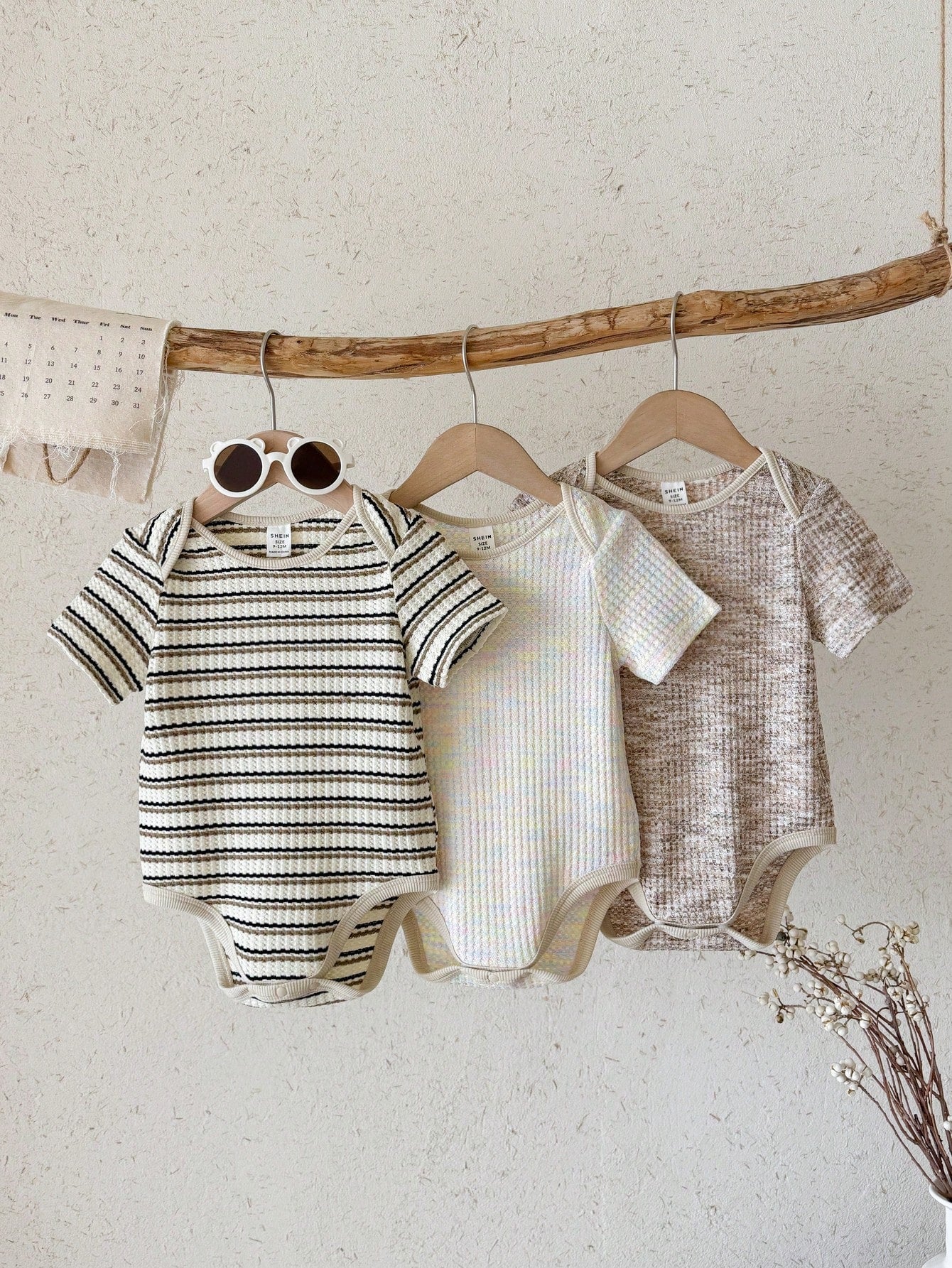 Cozy Pixies 5pcs/Set Infant Baby Boy Color Romper Apricot