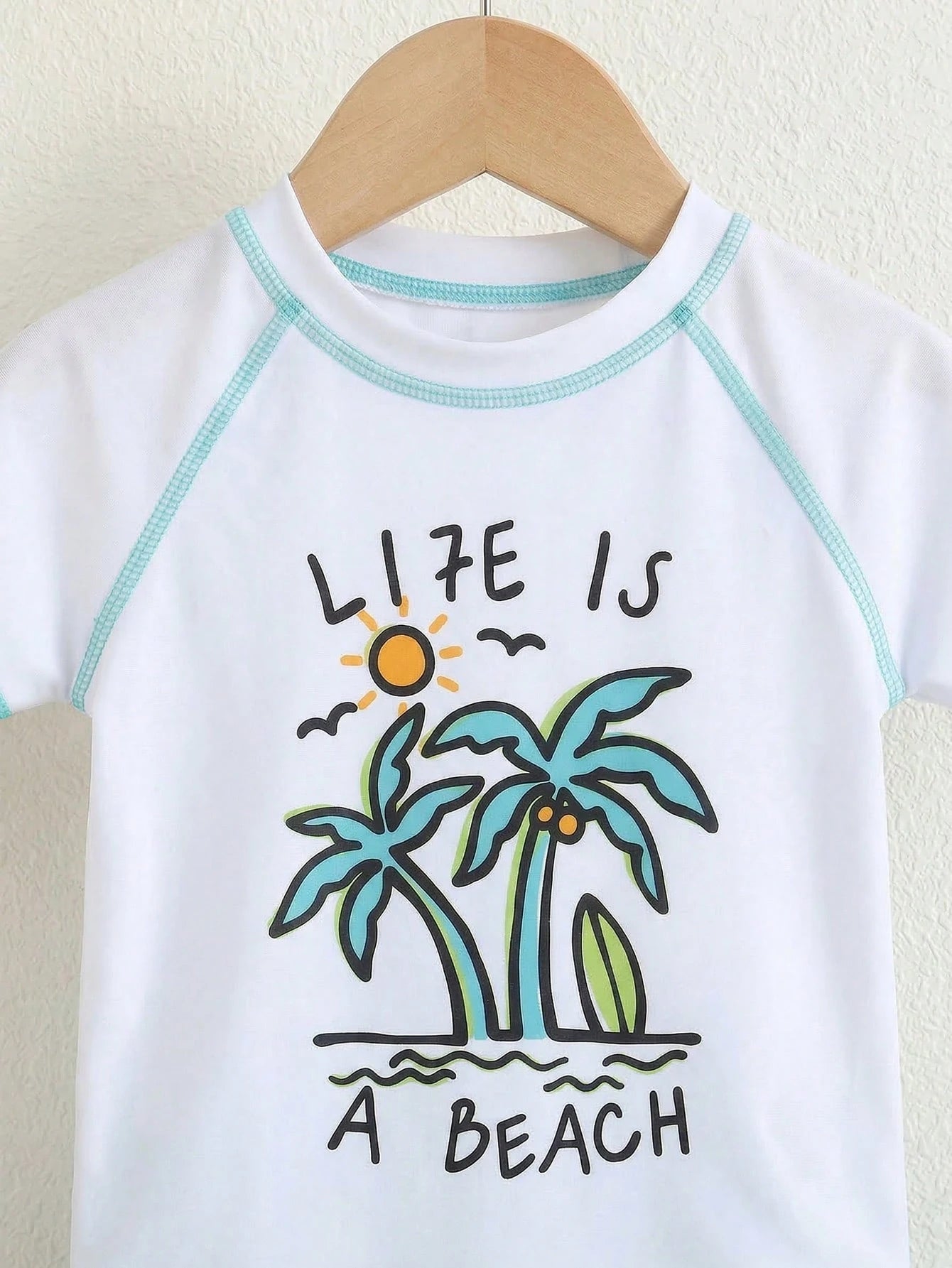 Bubblio Baby Boy Coconut Tree Top & Striped Swim Trunks Set