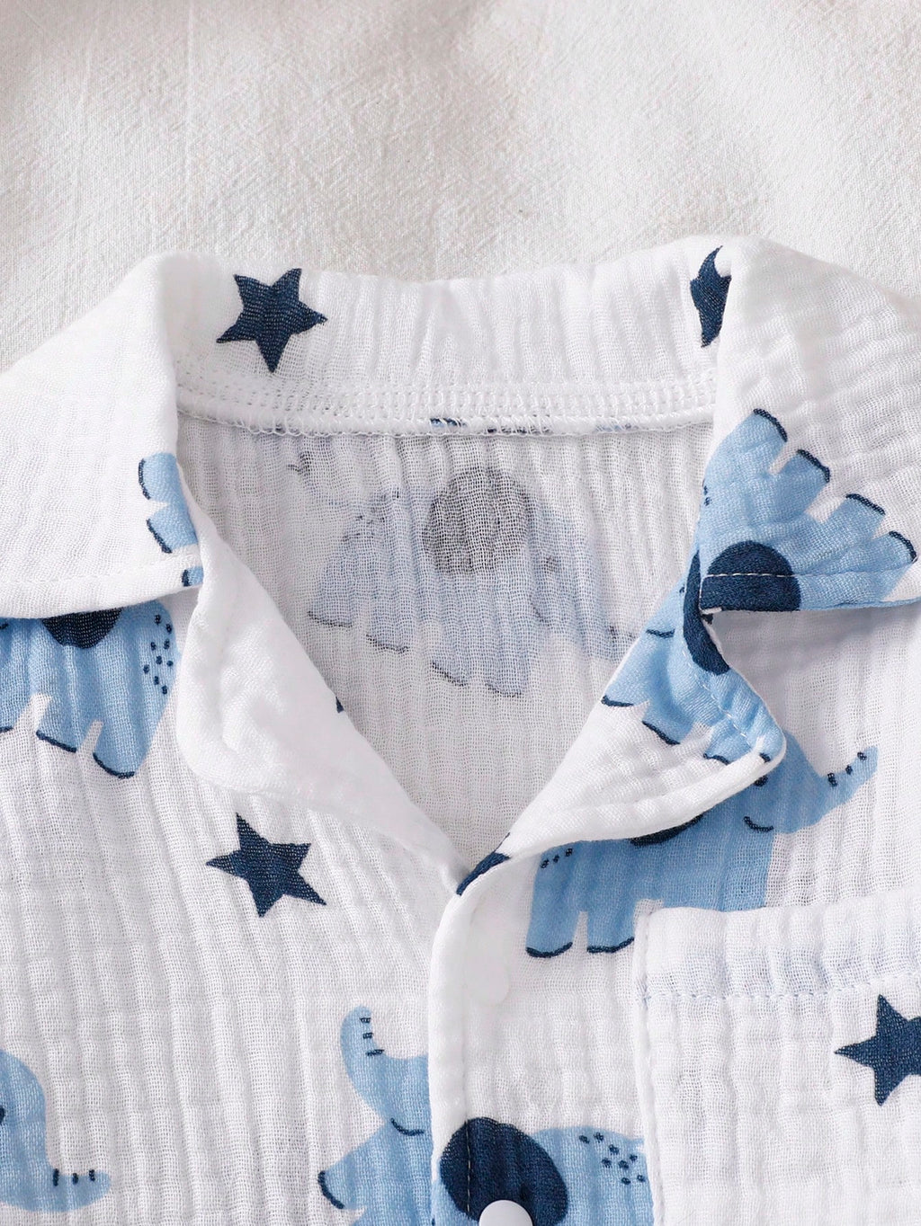 Barboteuse une pièce pour bébé garçon en coton à imprimé éléphant, barboteuse à manches longues avec poche avant, tenue décontractée pour nourrisson, bleue