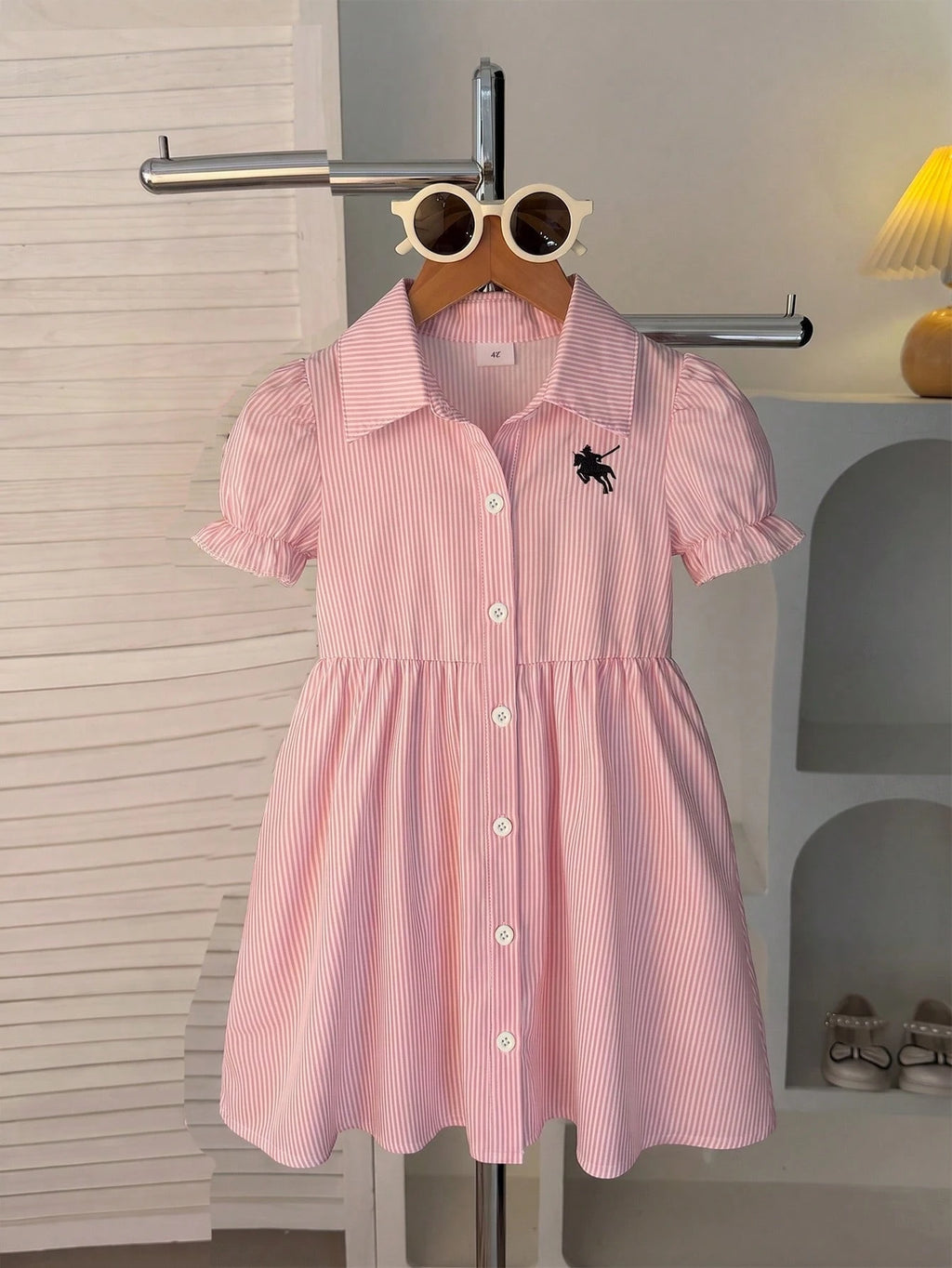 Robe Chemise Fille Rayée Bleu & Blanc Châle