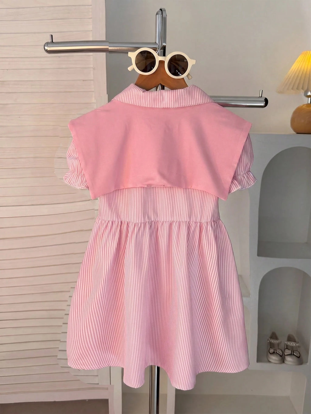 Robe Chemise Fille Rayée Bleu & Blanc Châle