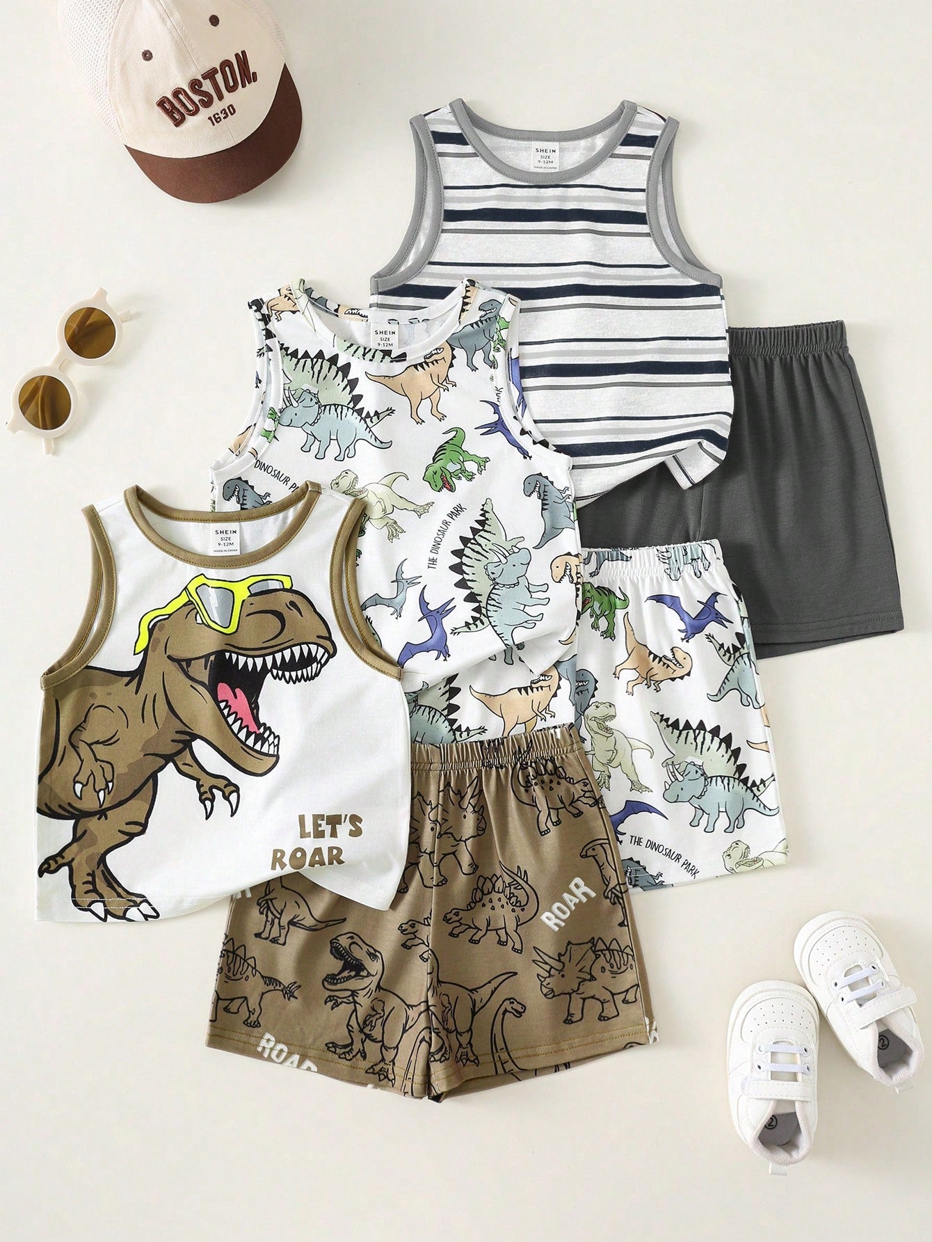 Striped Bear Knit Vest Set