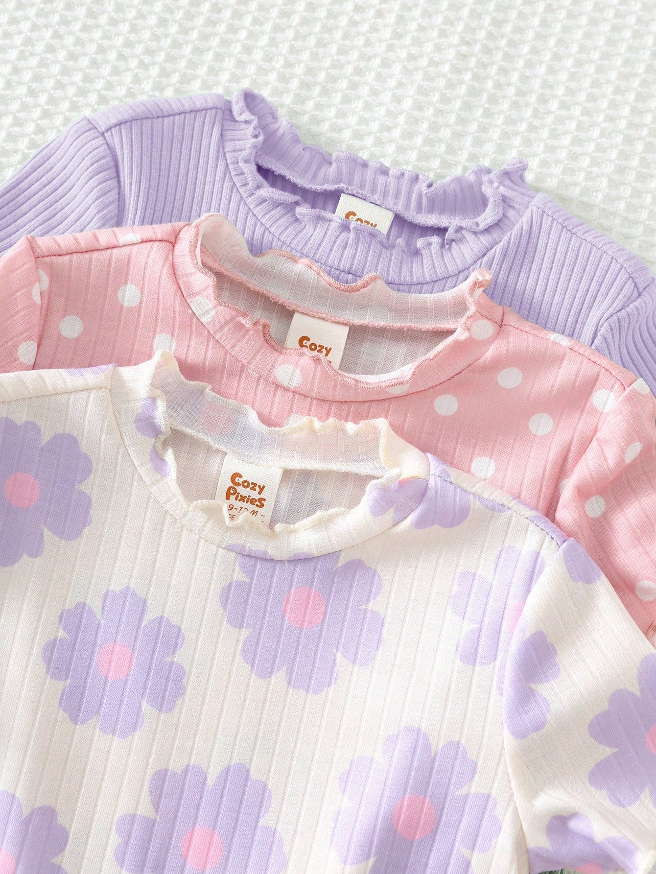 Ensemble 3 pièces de bodys à rayures et à fleurs pour bébé fille Bambinoo x Cozy Pixies