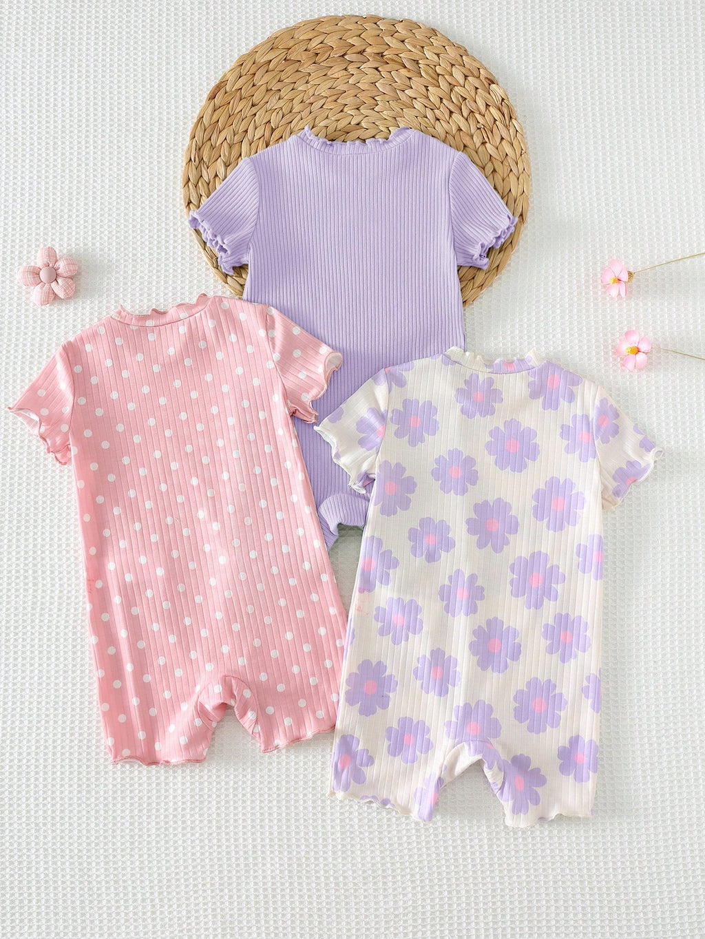 Ensemble 3 pièces de bodys à rayures et à fleurs pour bébé fille Bambinoo x Cozy Pixies