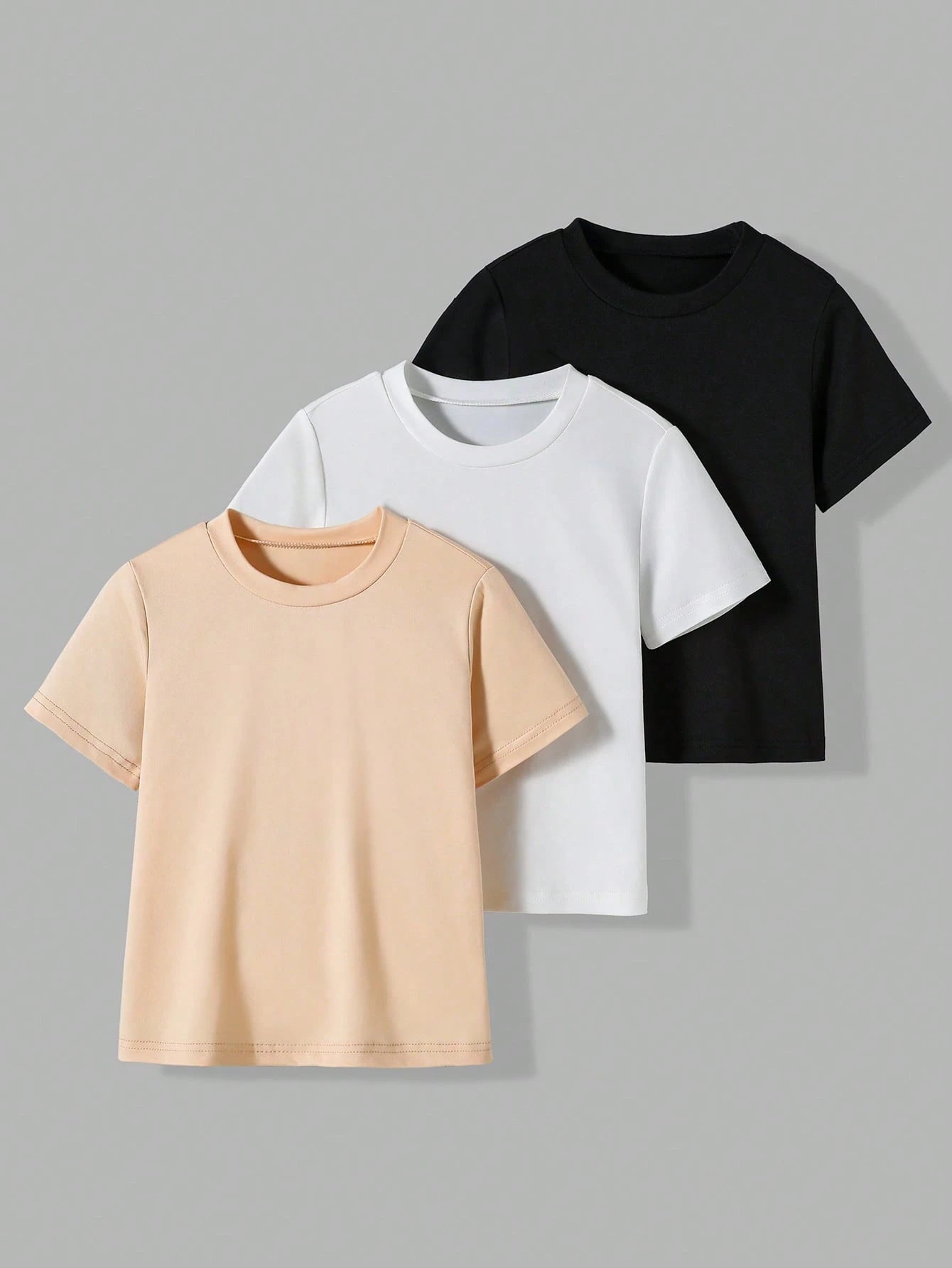 Lot 2 T-shirts Garçon Blanc Abricot Noir