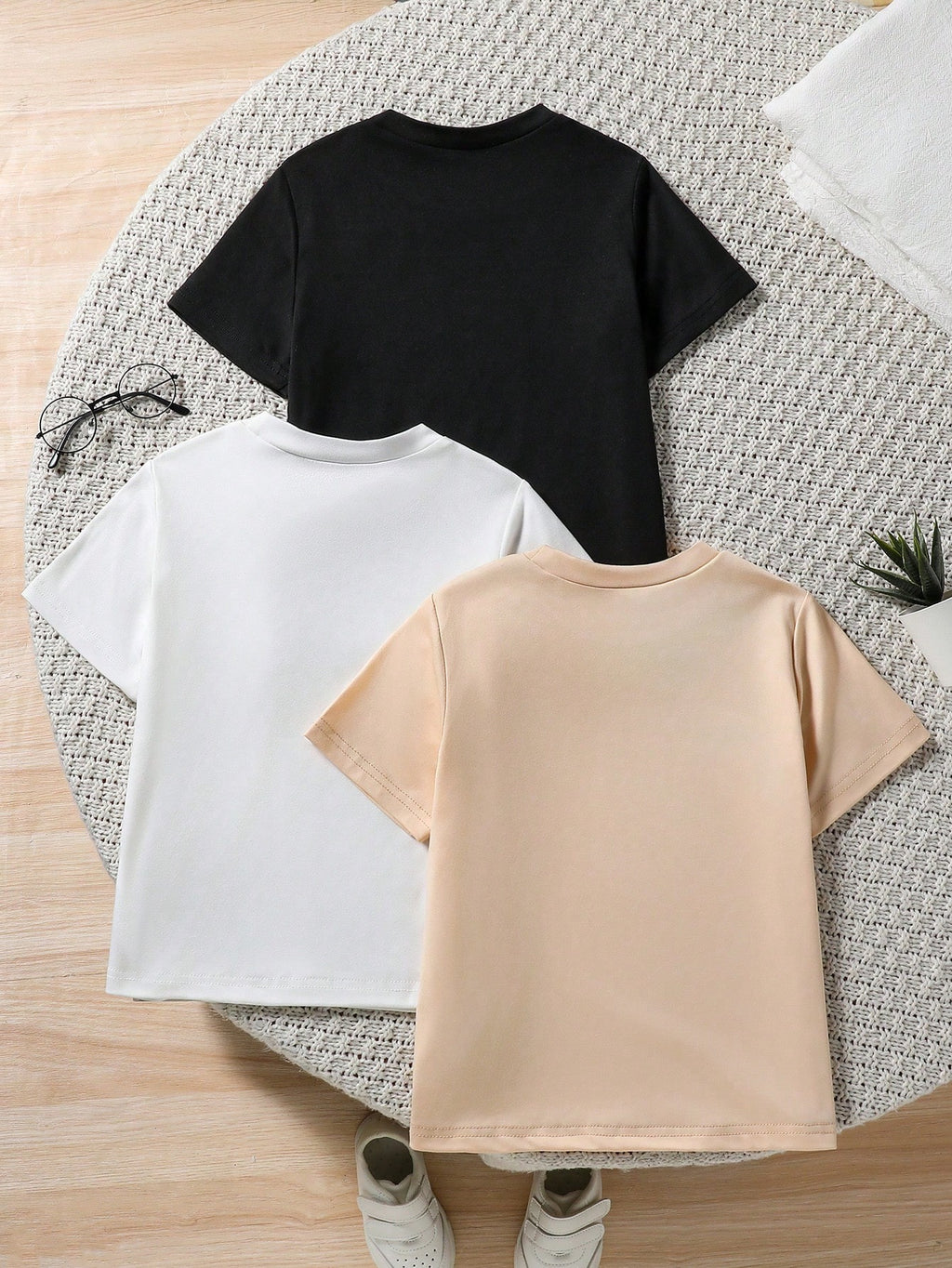 Lot de 2 T-shirts Garçon Blanc Abricot Noir