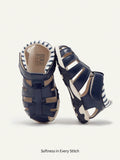 Cozy Pixies Boys' Colorful Flat Summer Sandals for Outdoor Play dark blue