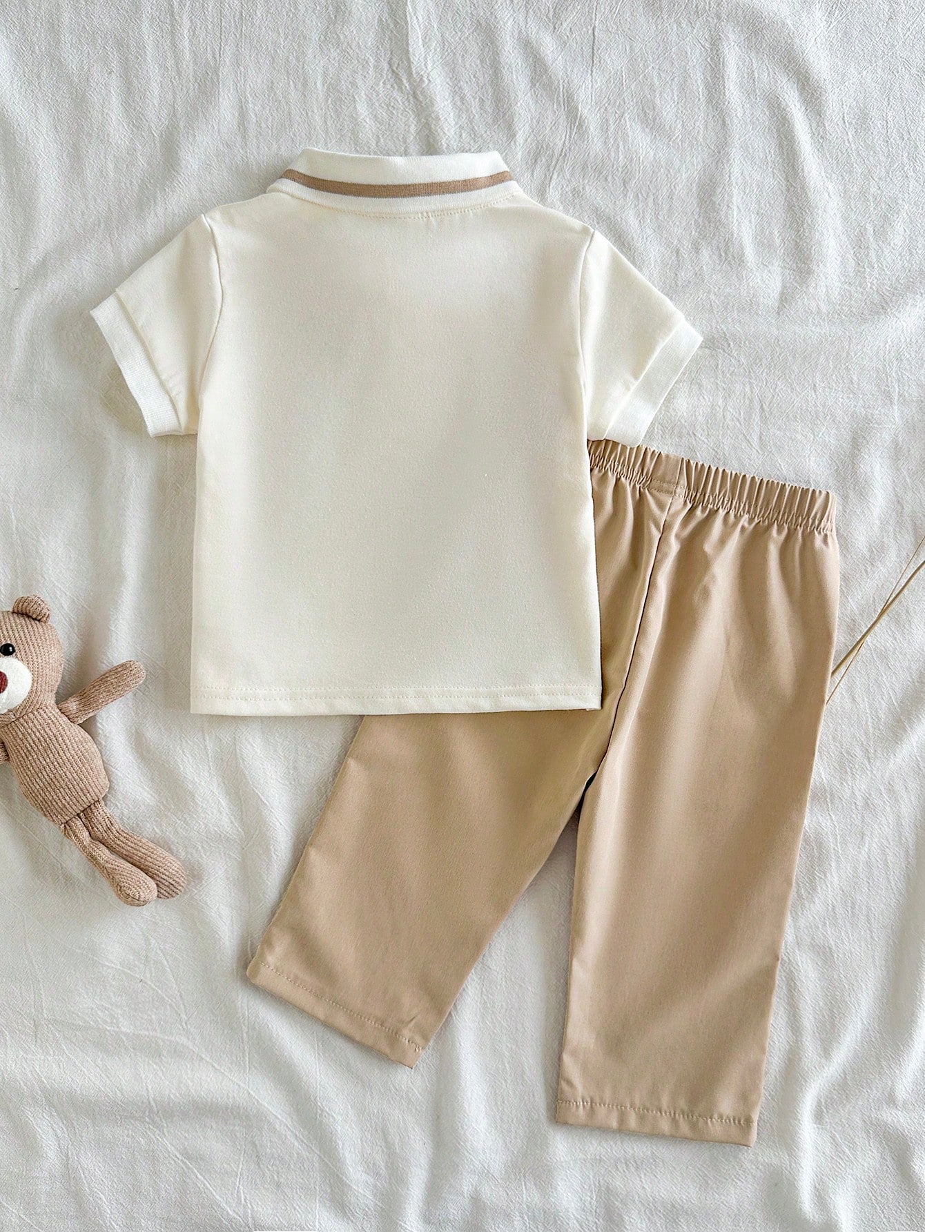 Vintaside Baby Boy Embroidered Bear Polo & Pants Set