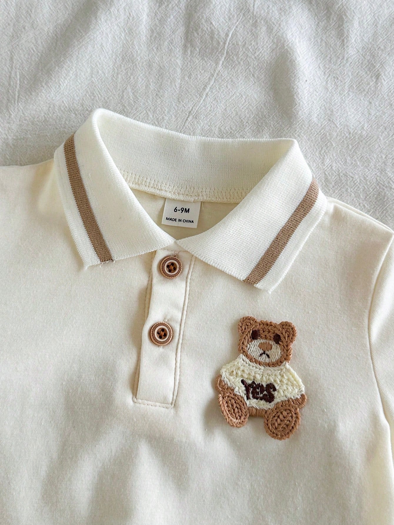 Vintaside Baby Boy Embroidered Bear Polo & Pants Set