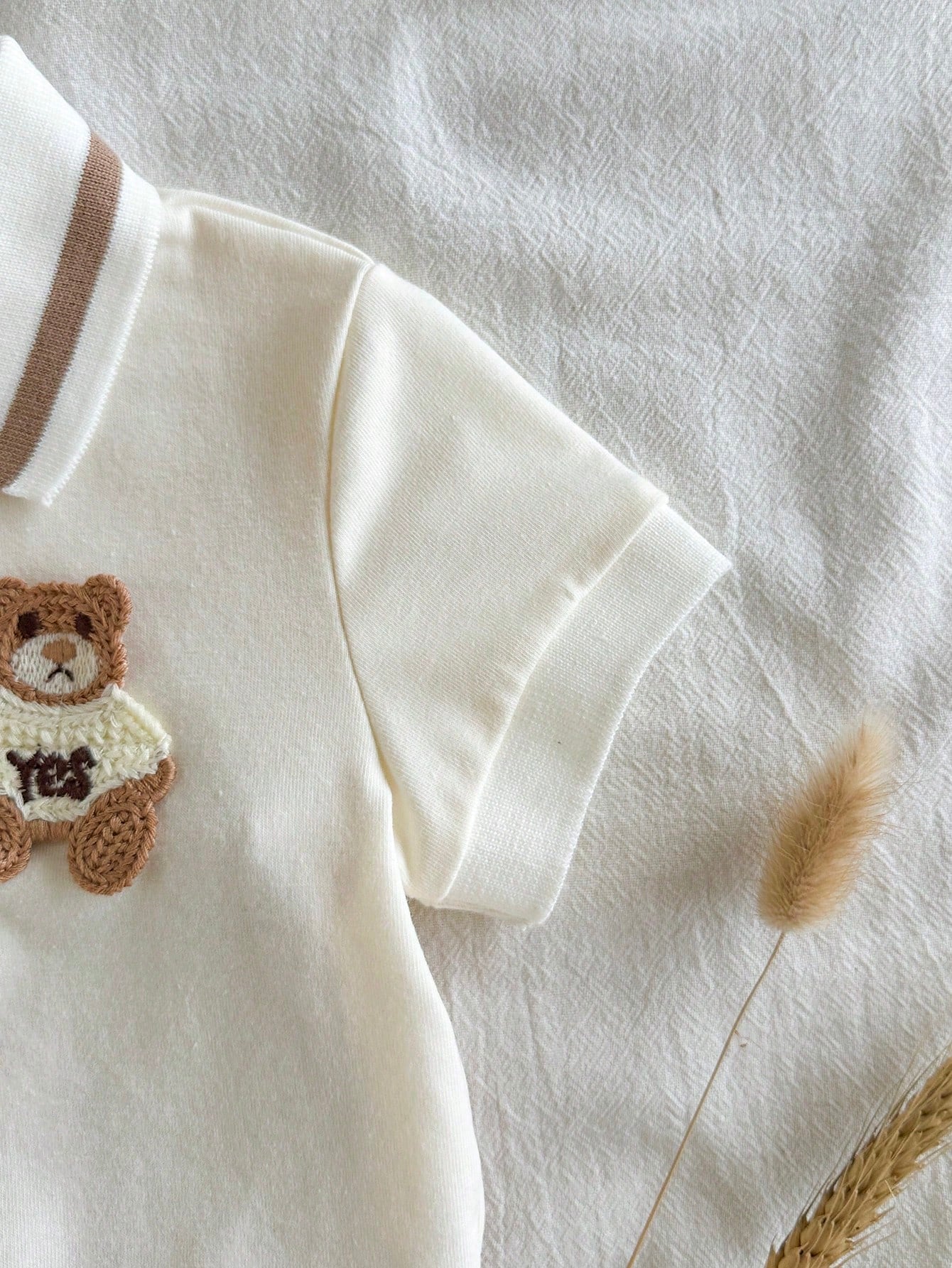 Vintaside Baby Boy Embroidered Bear Polo & Pants Set