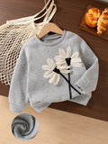 Girls' Flower Decor Fleece Sweatshirt