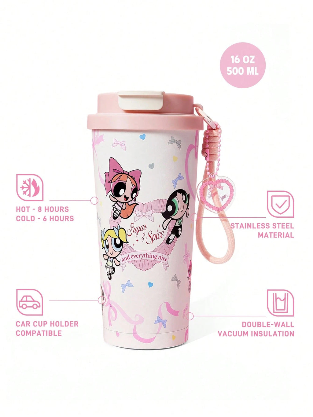 Powerpuff Girls x SHEIN Vacuum Insulated Stainless Steel Water Bottle  Brown