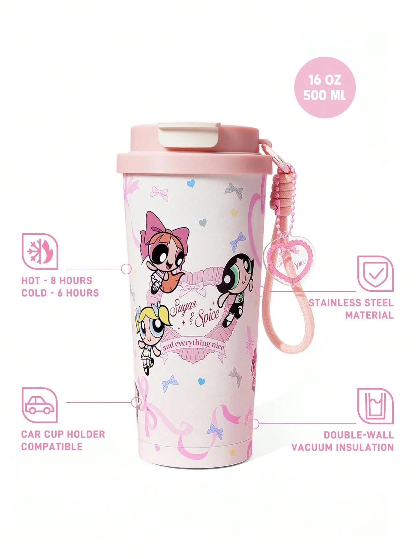 Powerpuff Girls x SHEIN Vacuum Insulated Stainless Steel Water Bottle  Brown
