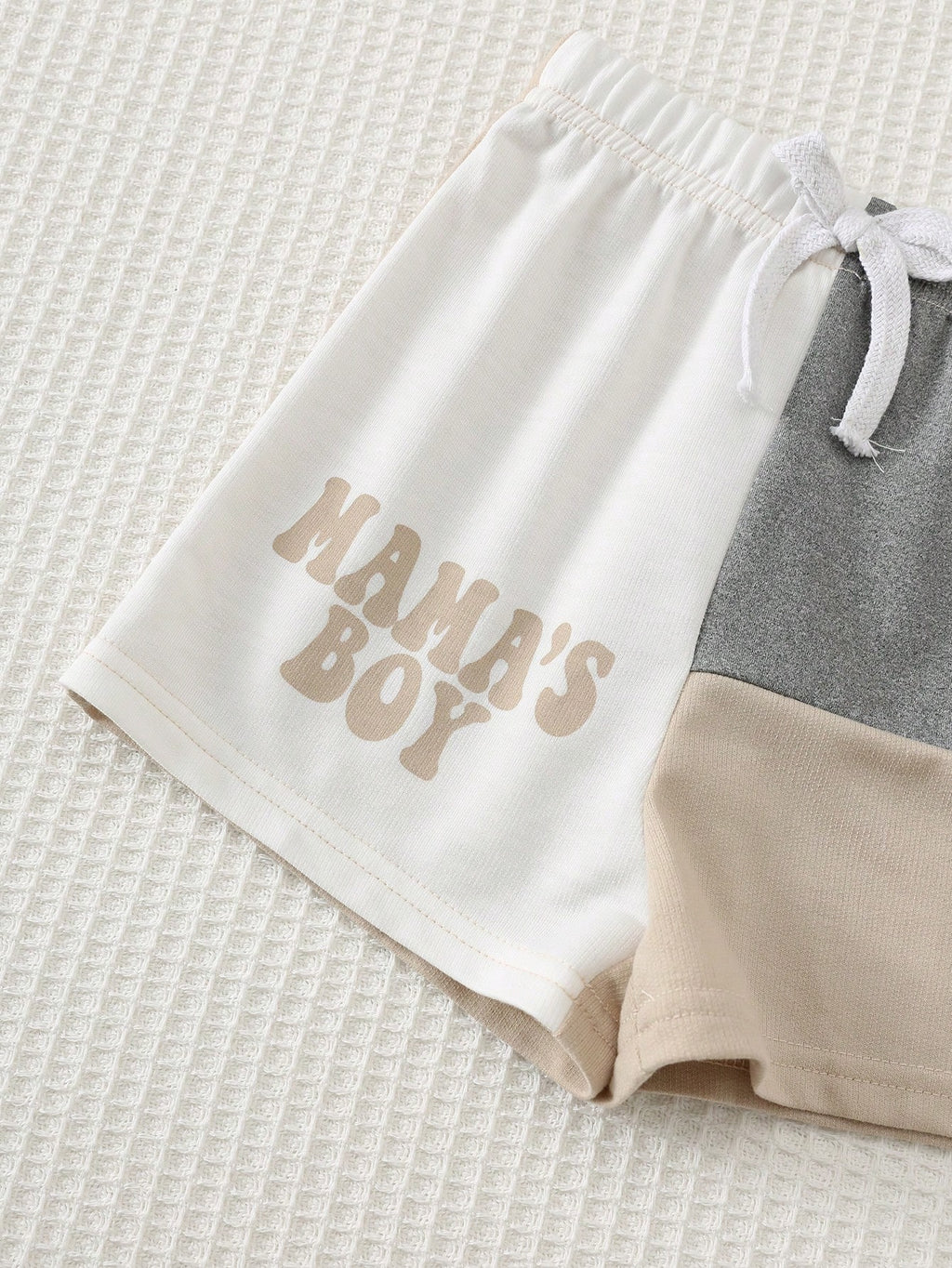 Bambinoo x Cozy Pixies Baby Boy 2-Piece Knit Letter Print Pullover & Shorts Set Multicolor