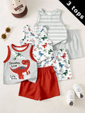 Striped Bear Knit Vest Set light colors