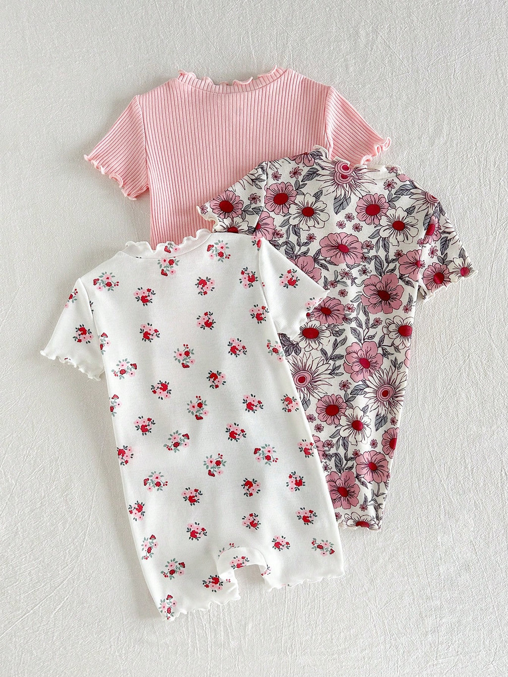 Bambinoo x Cozy Pixies Baby Girl 3-Piece Floral & Striped Romper and Shorts Set